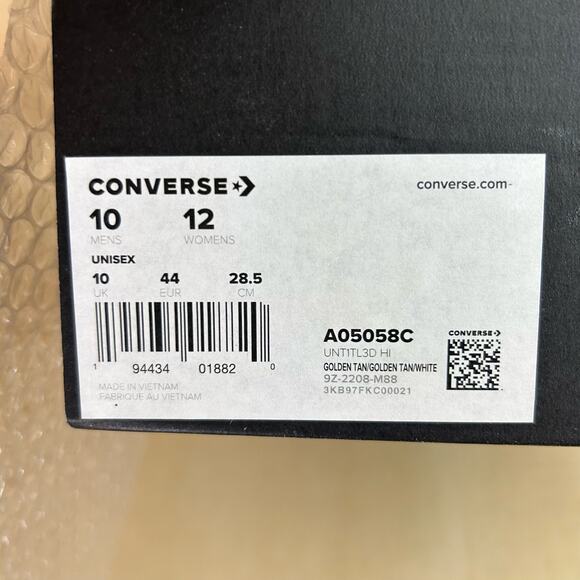 NEW Converse Mens Untitl3d Hi Top Golden Tan Lace Up Graphic Sneakers Shoes 10